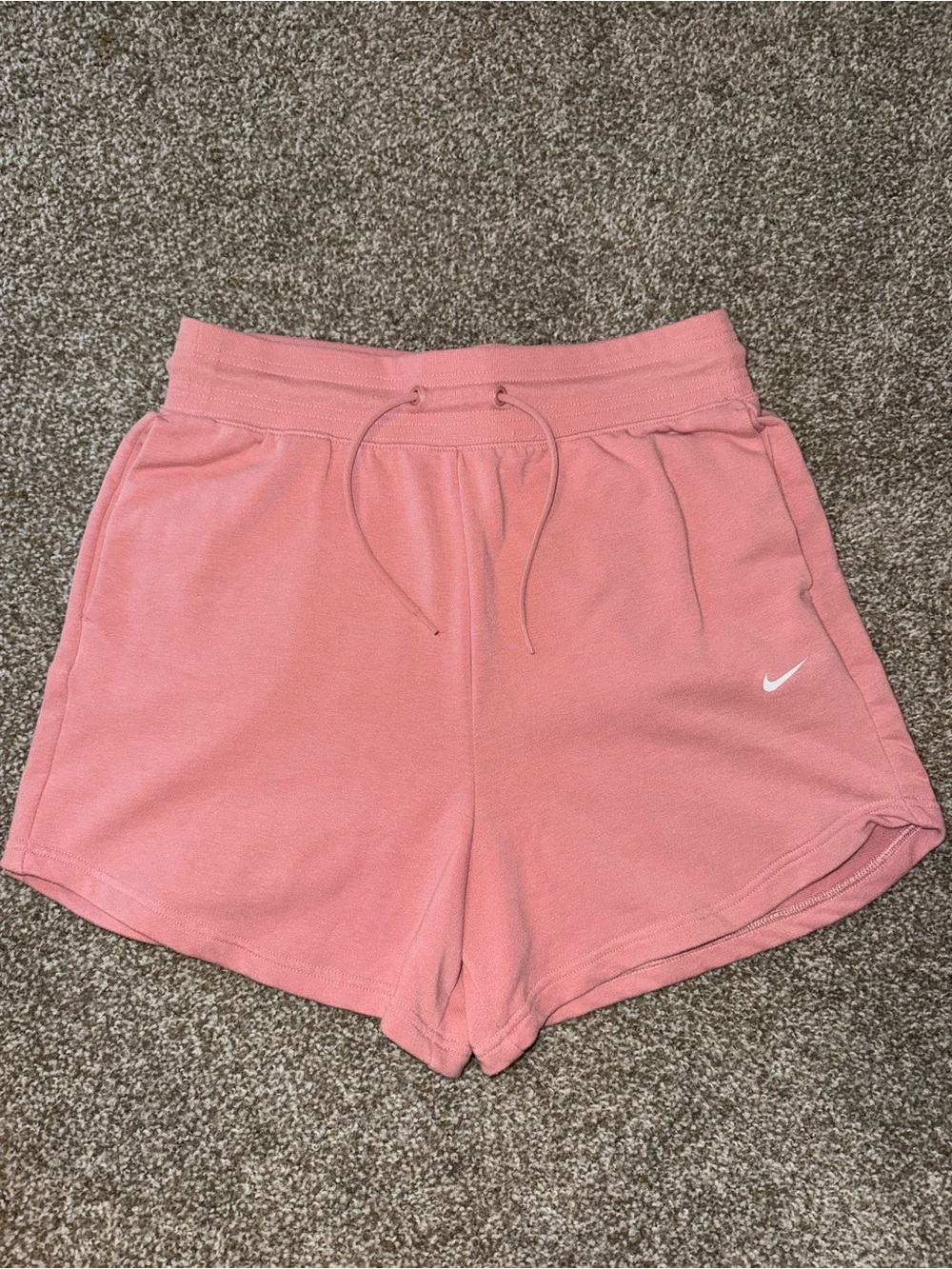 Nike Women's Rose Pink Athletic Shorts with Drawstring, Size Large